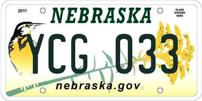 NE license plate YCG033