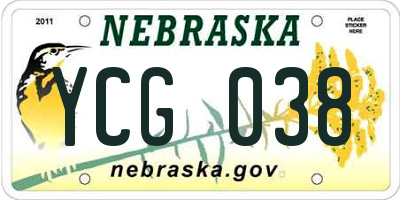 NE license plate YCG038