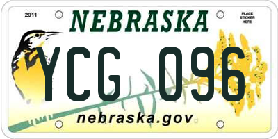 NE license plate YCG096