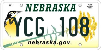 NE license plate YCG108