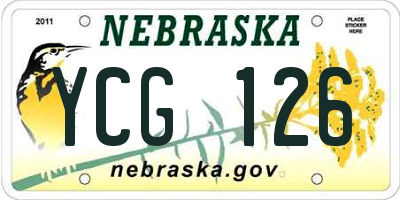 NE license plate YCG126