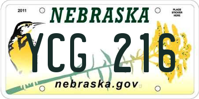NE license plate YCG216