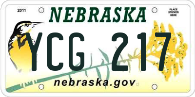 NE license plate YCG217