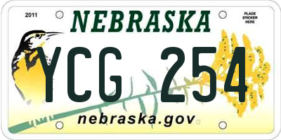 NE license plate YCG254