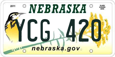 NE license plate YCG420