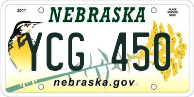 NE license plate YCG450