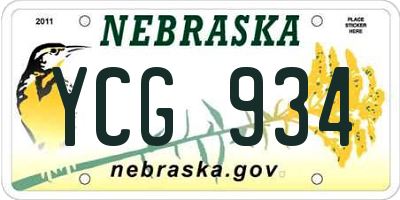 NE license plate YCG934