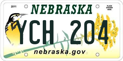 NE license plate YCH204