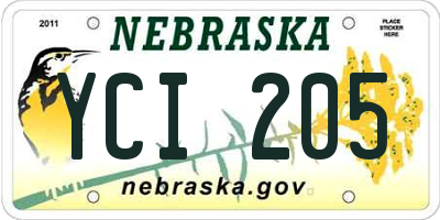 NE license plate YCI205