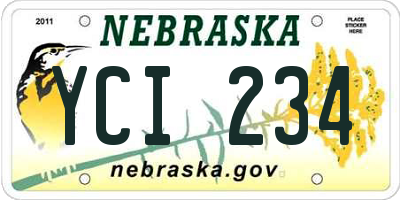 NE license plate YCI234