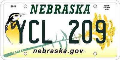 NE license plate YCL209