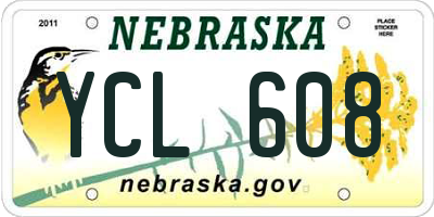 NE license plate YCL608