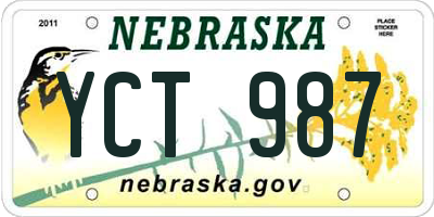 NE license plate YCT987