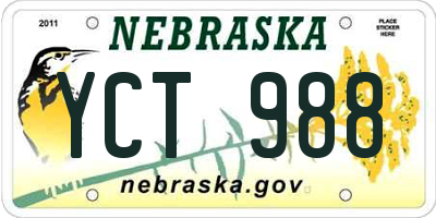 NE license plate YCT988