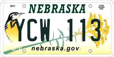 NE license plate YCW113