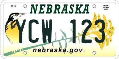 NE license plate YCW123