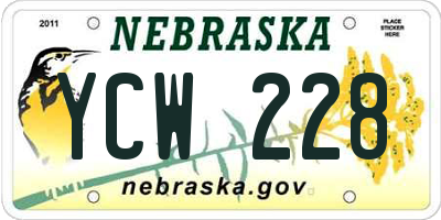 NE license plate YCW228