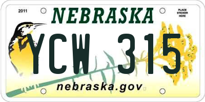NE license plate YCW315