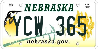 NE license plate YCW365