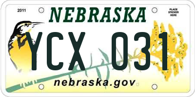 NE license plate YCX031