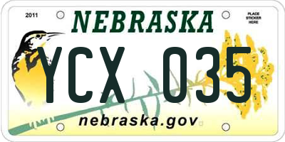 NE license plate YCX035