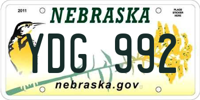 NE license plate YDG992