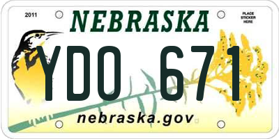 NE license plate YDO671