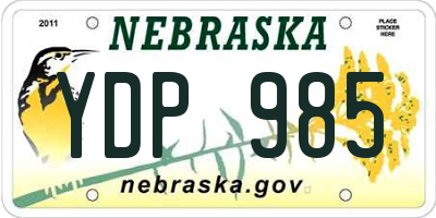 NE license plate YDP985