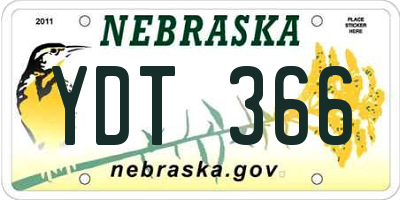 NE license plate YDT366
