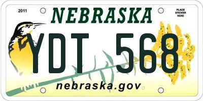 NE license plate YDT568