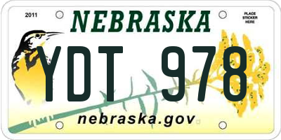 NE license plate YDT978