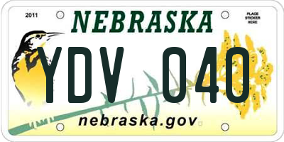 NE license plate YDV040