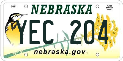NE license plate YEC204