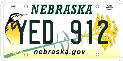NE license plate YED912