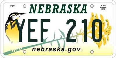 NE license plate YEF210