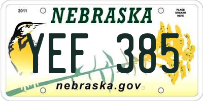 NE license plate YEF385