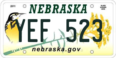 NE license plate YEF523