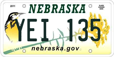NE license plate YEI135