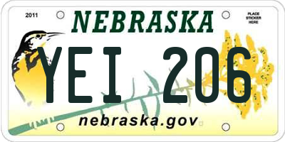 NE license plate YEI206