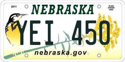 NE license plate YEI450