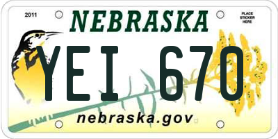 NE license plate YEI670