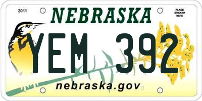 NE license plate YEM392
