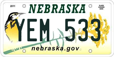 NE license plate YEM533