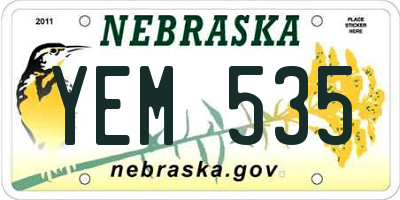 NE license plate YEM535