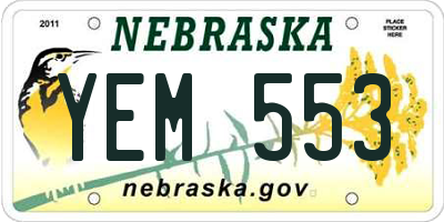 NE license plate YEM553