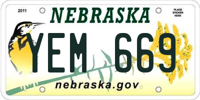 NE license plate YEM669