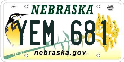 NE license plate YEM681