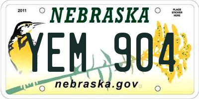 NE license plate YEM904