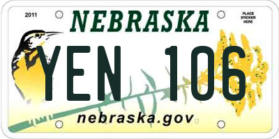 NE license plate YEN106