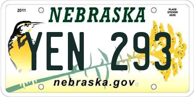 NE license plate YEN293